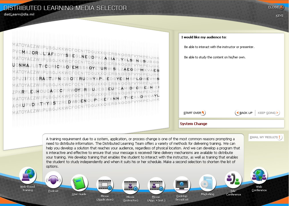 DL Media Selector Sample Screen