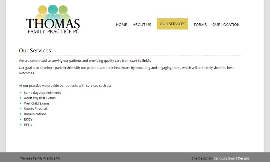 Thomas Family Practice Website